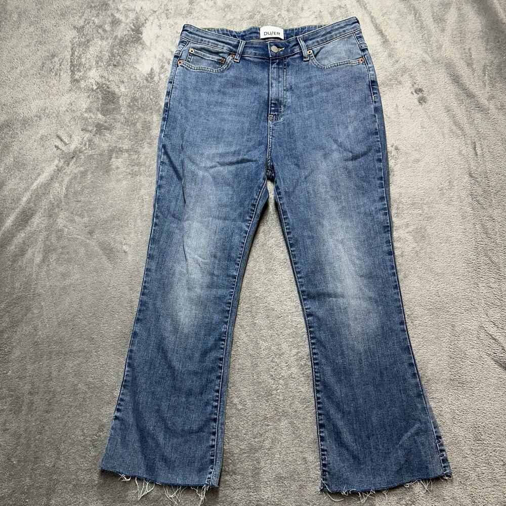 DU/ER Performance Denim High Rise Kick Flare Women’s Blue Jeans Size 31x25"